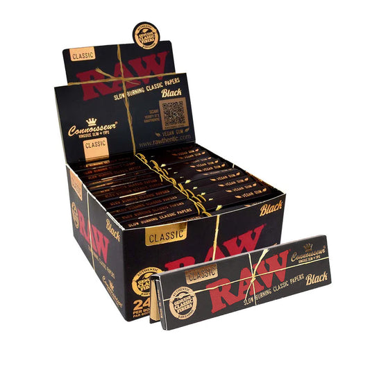 Raw Black Connoisseur Kingsize Slim Rolling Papers + Tips Deal - Bittchaser Smoke Shop