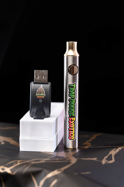 Trap House Exotics 900mah Cartridge Battery - (Silver Colour) - Bittchaser