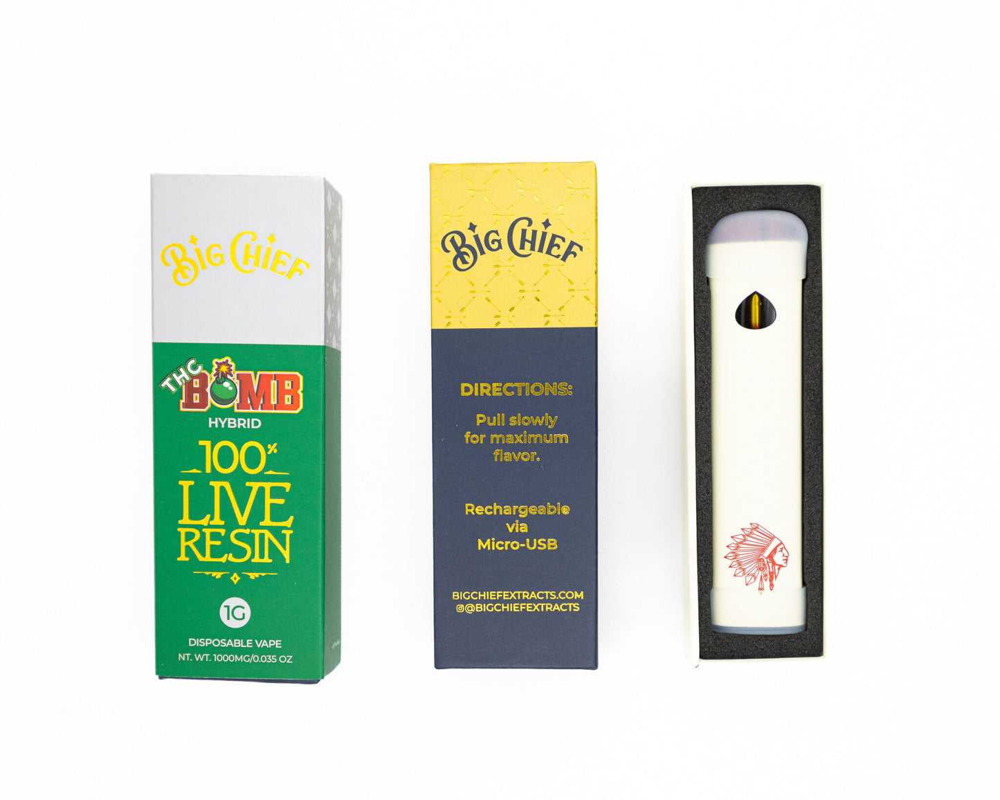 Big Chief – 100% Live Resin - Disposable 1000mg Rechargeable 1g Vape Carts