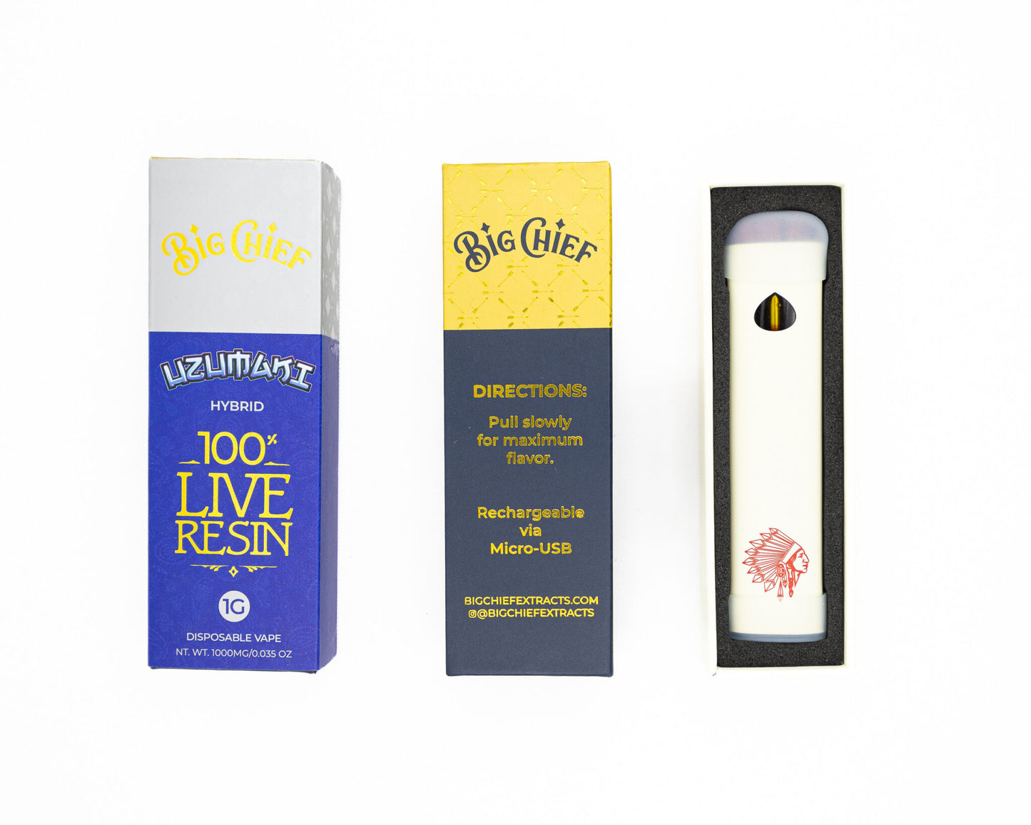 Big Chief – 100% Live Resin - Disposable 1000mg Rechargeable 1g Vape Carts