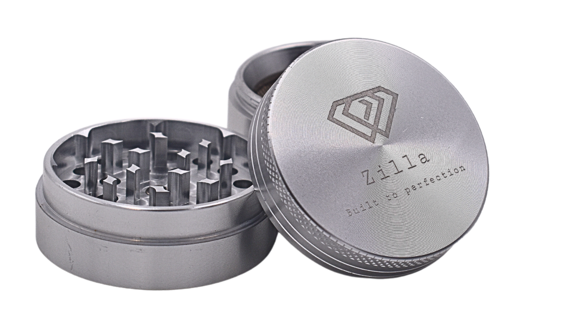 Zilla Aluminium 50mm (Medium Size) Herb Grinder - Silver - Bittchaser Smoke Shop