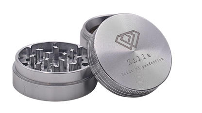 Zilla Aluminium 50mm (Medium Size) Herb Grinder - Silver - Bittchaser Smoke Shop