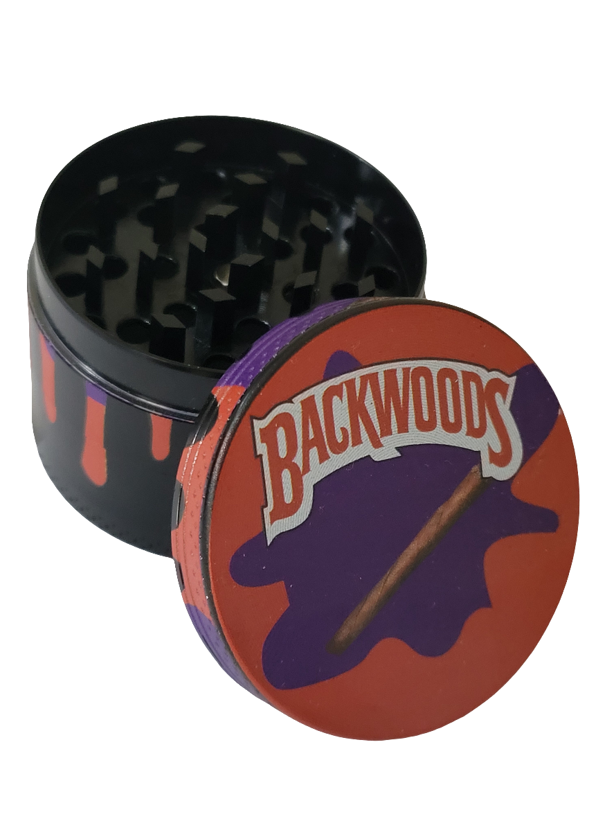 Backwood Metallic Tobacco Grinder - 4 Part 50mm zinc Herb Grinder - red