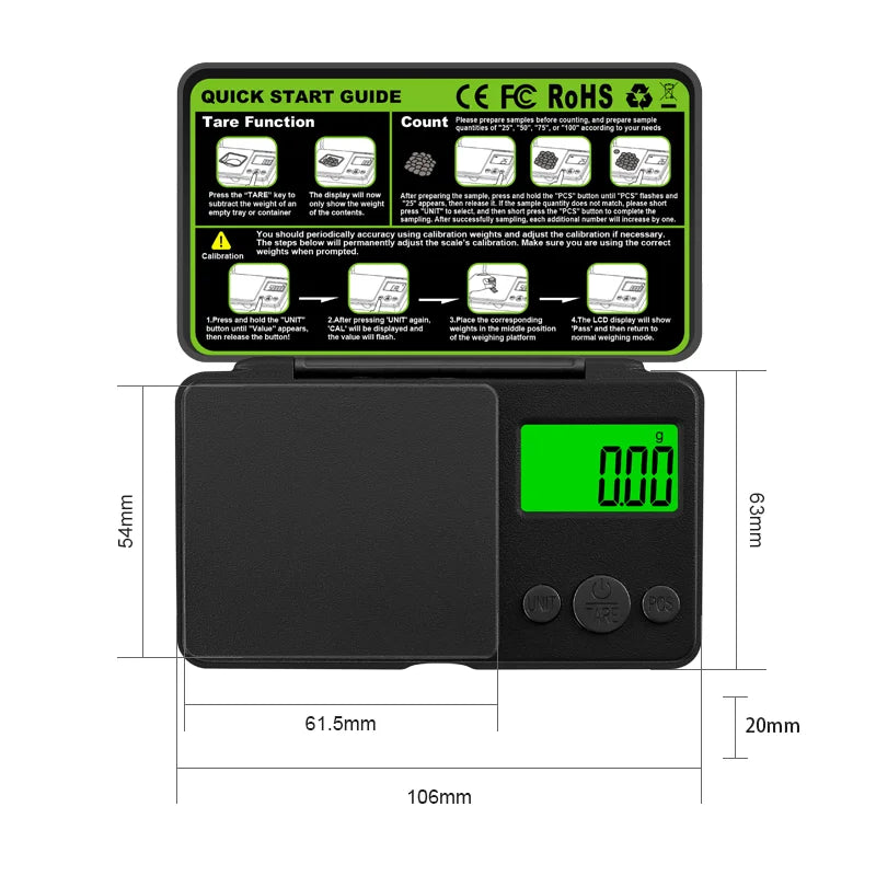 Zilla Top Flip  Precision Digital Pocket Scale (0.01g-1kg)