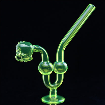 Hippster Glass smoking pipe|Skull Green U-Shape design - Bittchaser