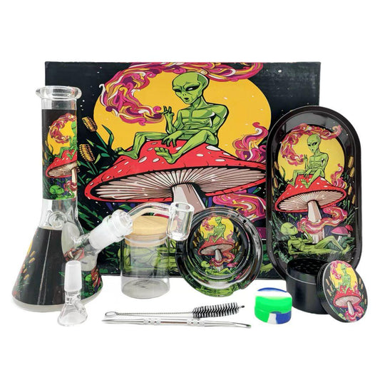 Green Alien Glass Ice Multi-Accessory Bong Set