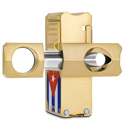 Lubinski Jet Lighter V Cutter With Punch Cigar Needles Picker Multifunctional Cigar Lighter Butane Gas