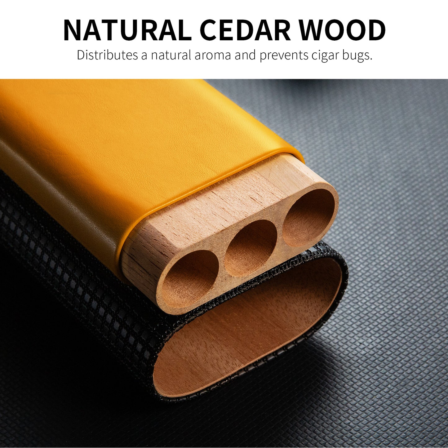 Cohiba - Portable 3 Cigar Holder Black & Mustard-Yellow