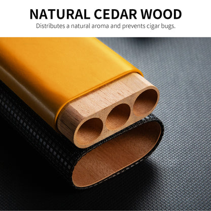 Cohiba - Portable 3 Cigar Holder Black & Mustard-Yellow