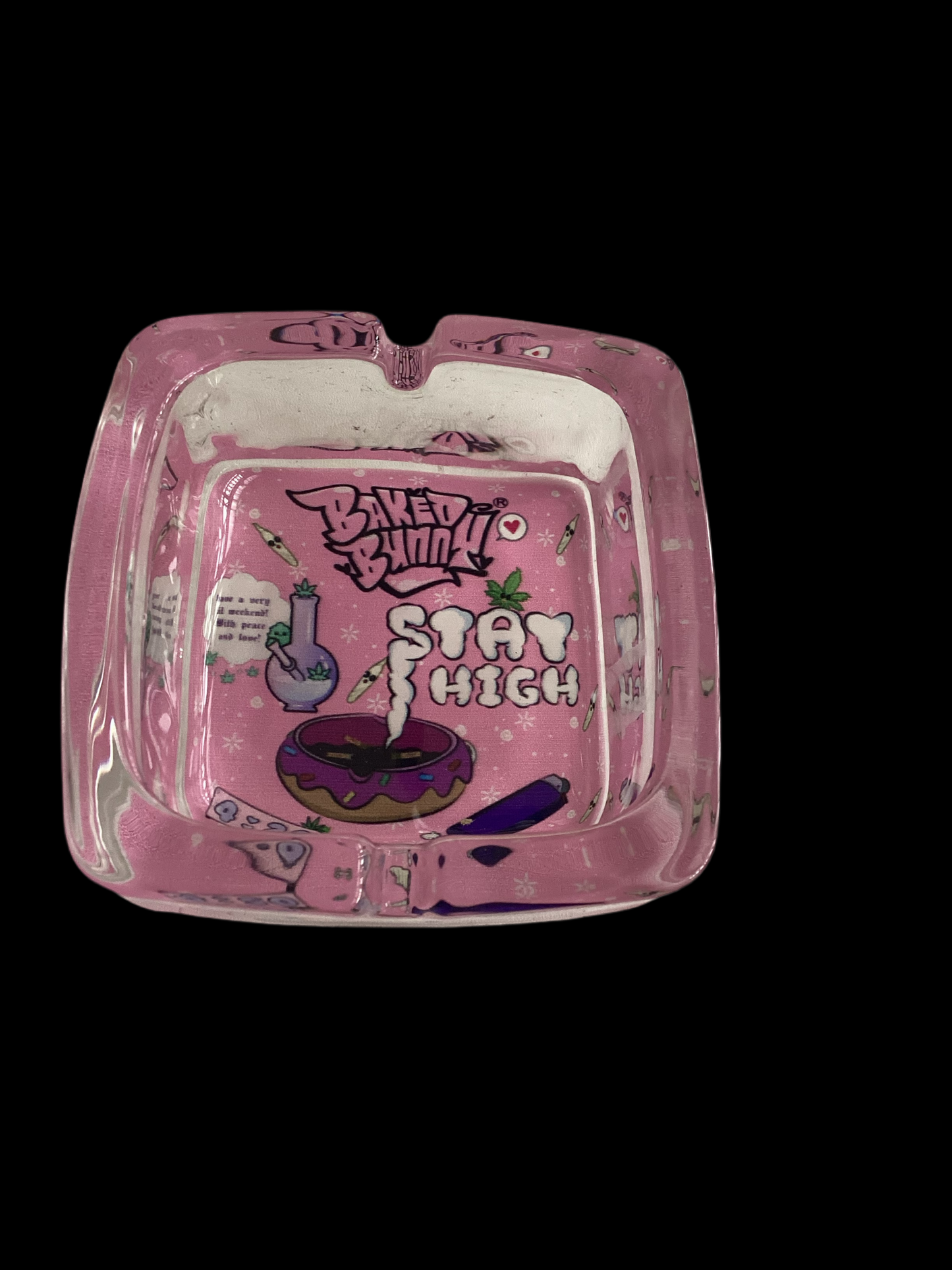 Baked bunny  art square Glass Ashtray 90mm