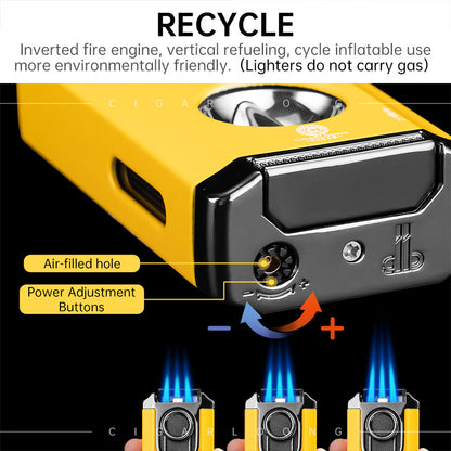 Cigar Lighter Windproof Three-In-One V Shear Multi-Function Zinc Alloy Lighter