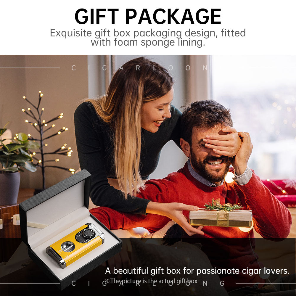 Cigar Lighter Windproof Three-In-One V Shear Multi-Function Zinc Alloy Lighter