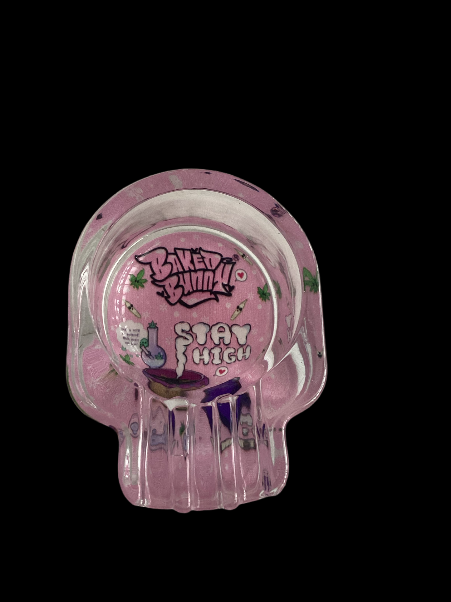 Baked bunny skull Art Glass Ashtray 95mm