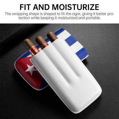 Portable Cuban Flag Cigar Pouch 3 Pack Case