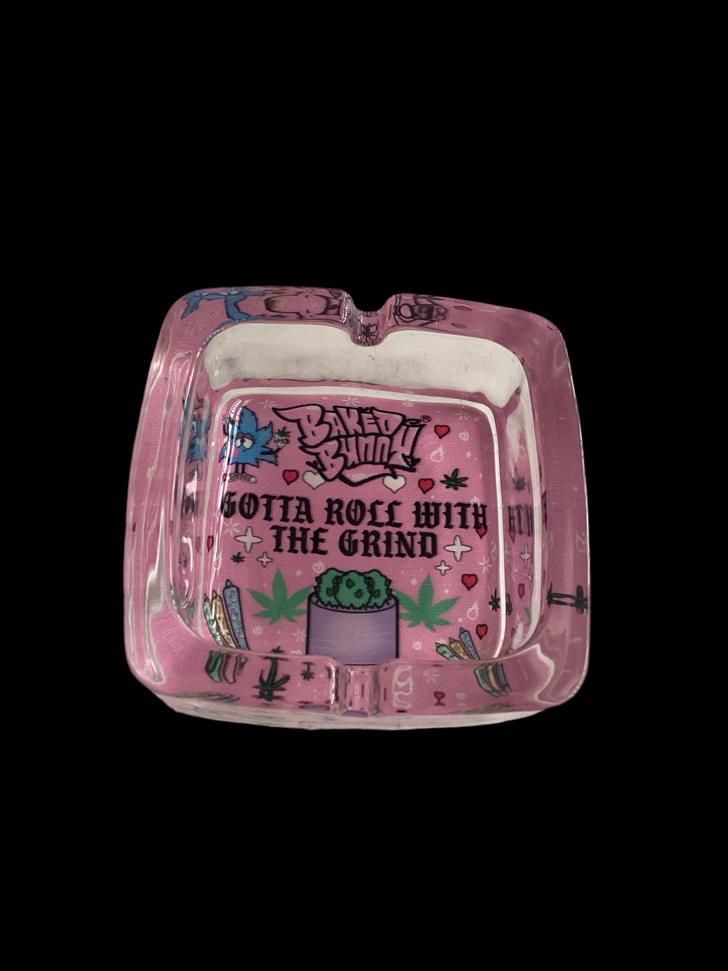 Baked bunny  art square Glass Ashtray 90mm