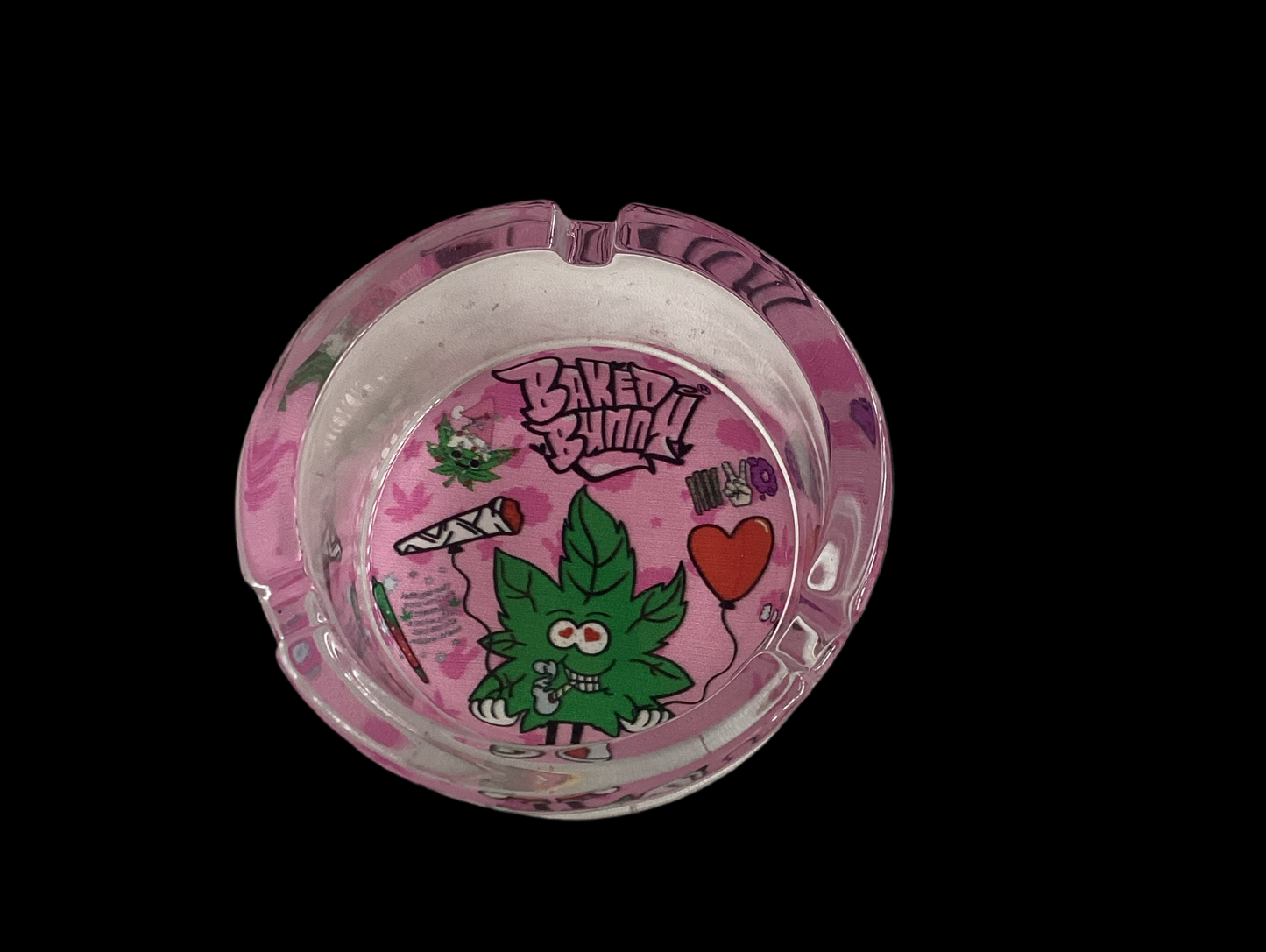 Baked bunny  art round Glass Ashtray 85mm