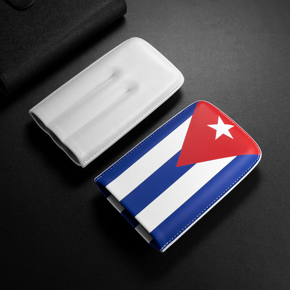 Portable Cuban Flag Cigar Pouch 3 Pack Case