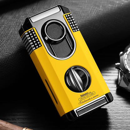 Cigar Lighter Windproof Three-In-One V Shear Multi-Function Zinc Alloy Lighter