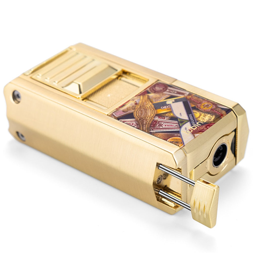 Lubinski Jet Lighter V Cutter With Punch Cigar Needles Picker Multifunctional Cigar Lighter Butane Gas