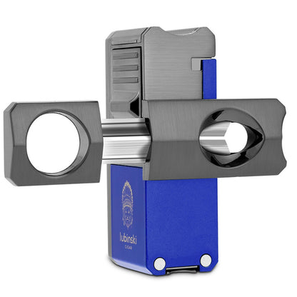 Lubinski Jet Lighter V Cutter With Punch Cigar Needles Picker Multifunctional Cigar Lighter Butane Gas