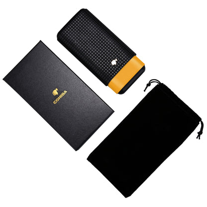 Cohiba - Portable 3 Cigar Holder Black & Mustard-Yellow