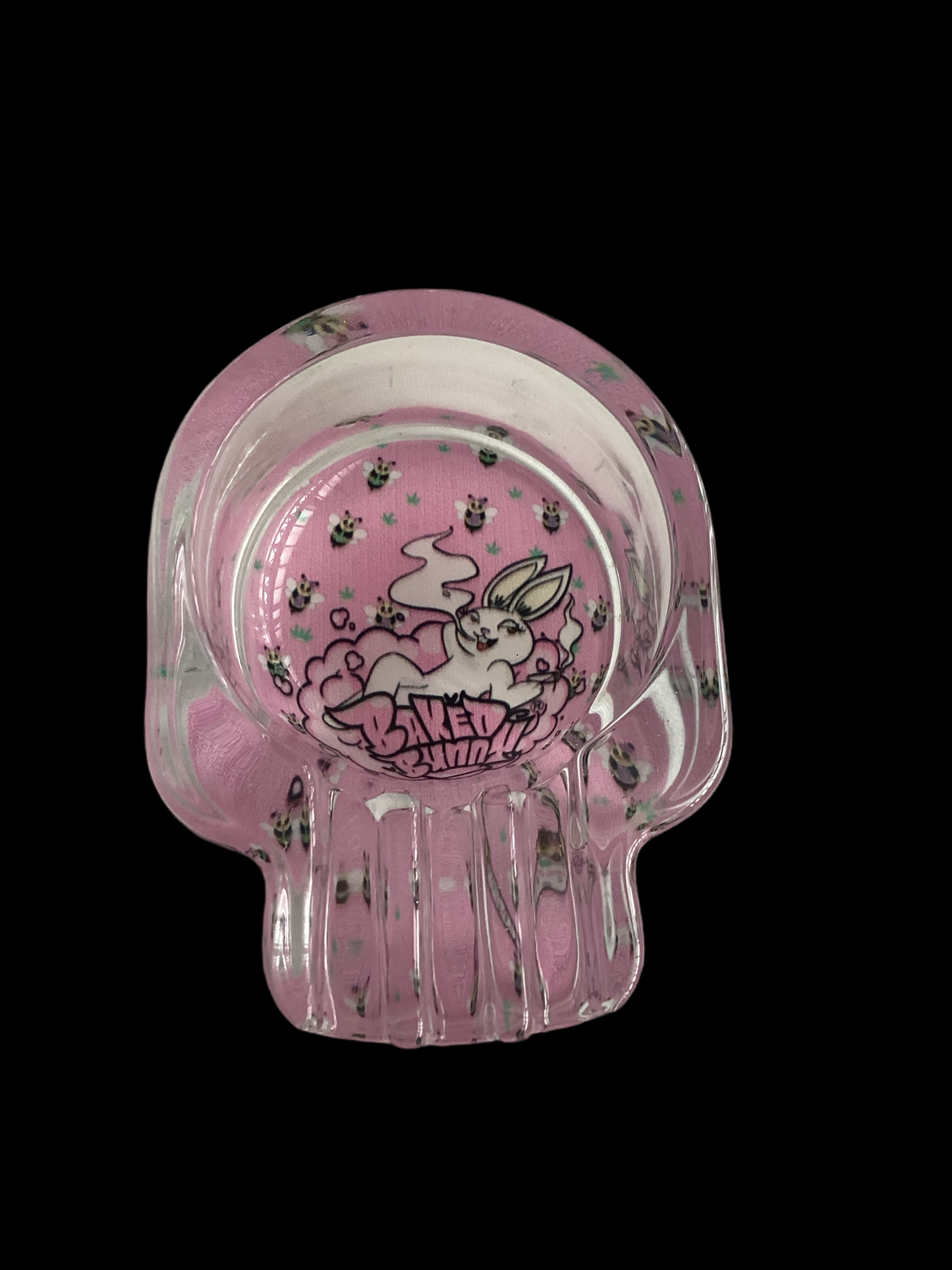 Baked bunny skull Art Glass Ashtray 95mm