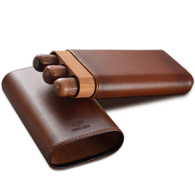 3-Cigar Leather Case