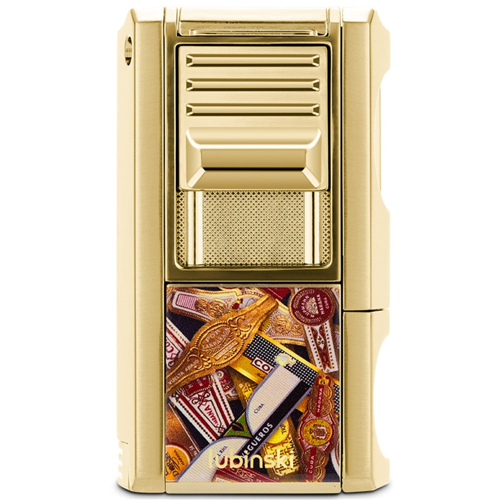 Lubinski Jet Lighter V Cutter With Punch Cigar Needles Picker Multifunctional Cigar Lighter Butane Gas