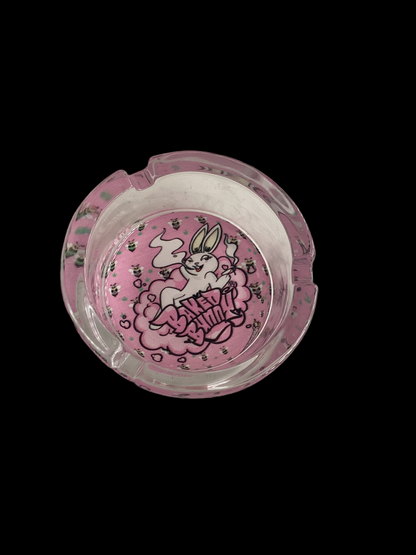 Baked bunny  art round Glass Ashtray 85mm