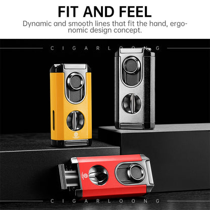 Cigar Lighter Windproof Three-In-One V Shear Multi-Function Zinc Alloy Lighter