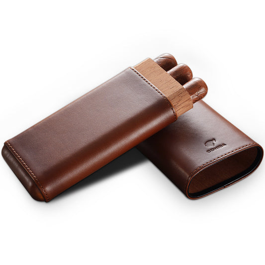 3-Cigar Leather Case