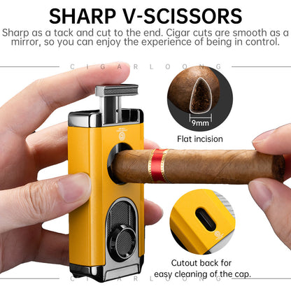 Cigar Lighter Windproof Three-In-One V Shear Multi-Function Zinc Alloy Lighter