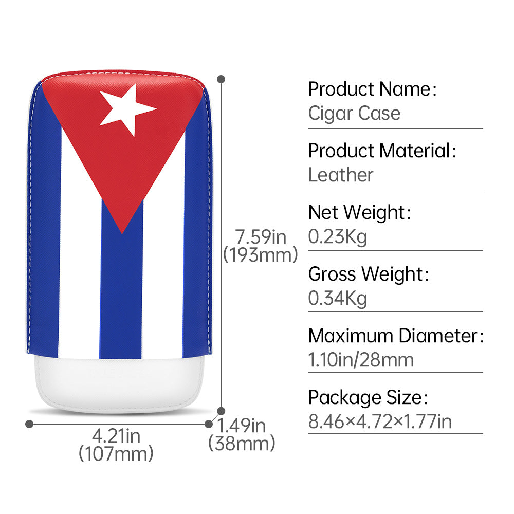 Portable Cuban Flag Cigar Pouch 3 Pack Case