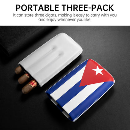 Portable Cuban Flag Cigar Pouch 3 Pack Case