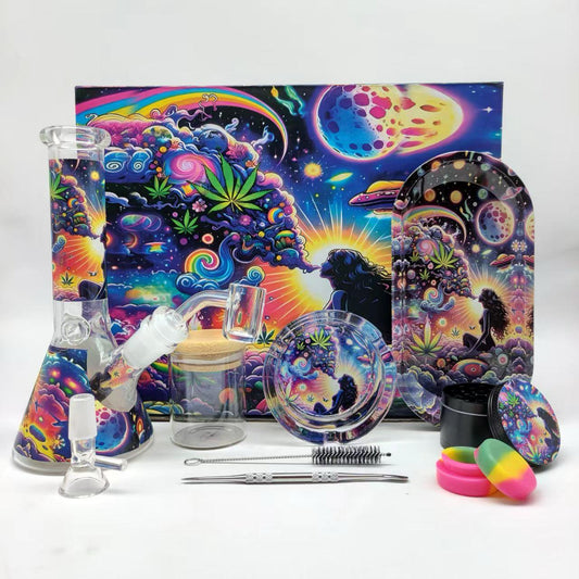 Hippie Girl Glass Ice Multi-Accessory Bong Set