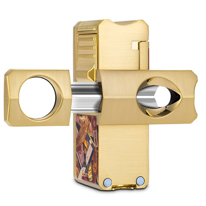 Lubinski Jet Lighter V Cutter With Punch Cigar Needles Picker Multifunctional Cigar Lighter Butane Gas
