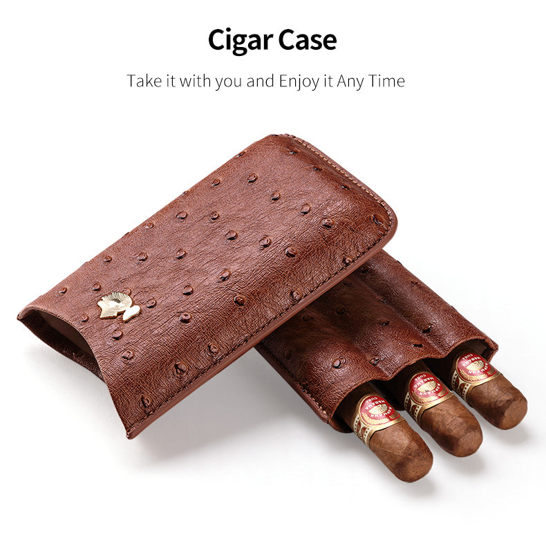 Cow Leather 3 Pack Portable Cigar Case