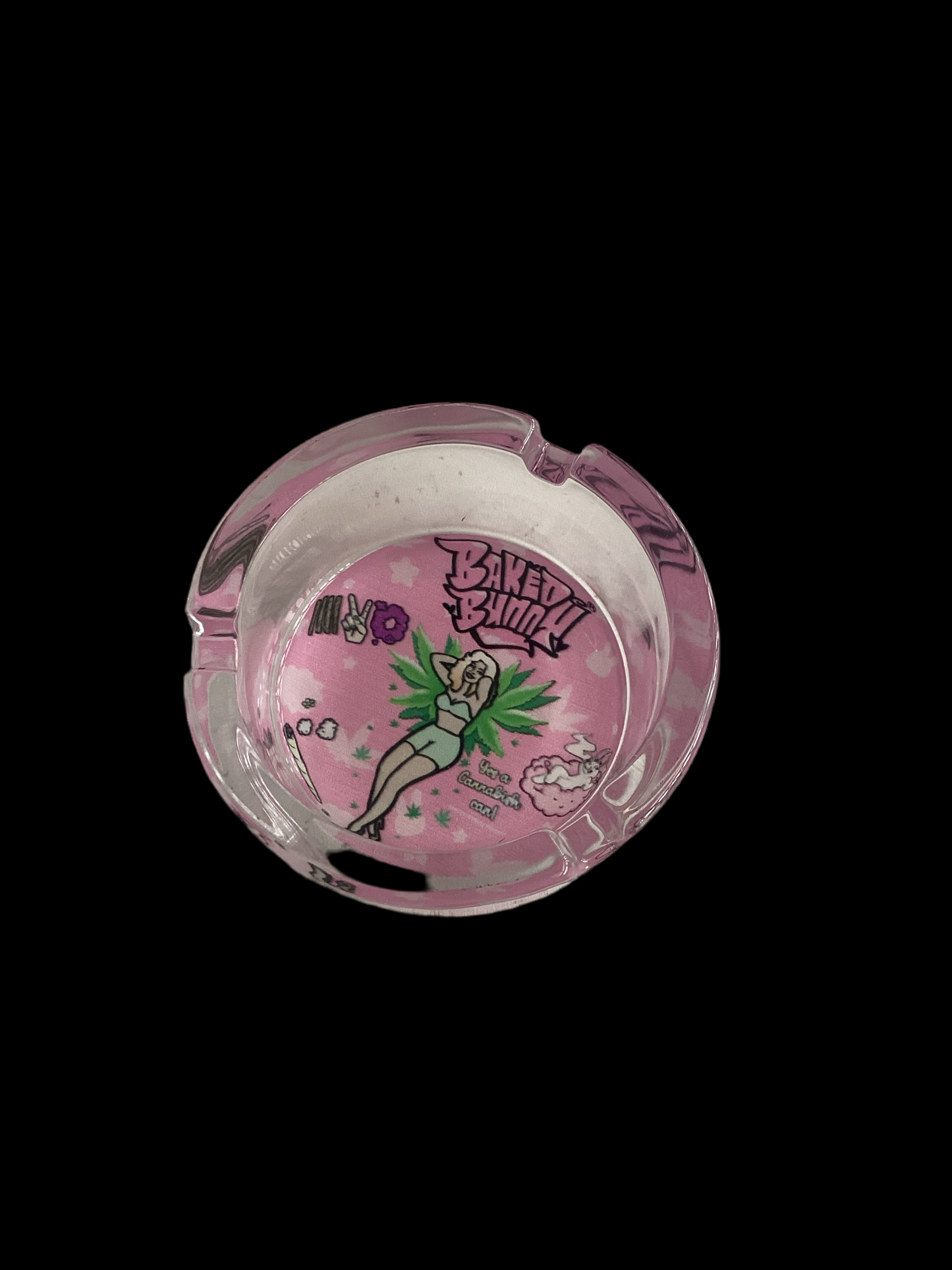 Baked bunny  art round Glass Ashtray 85mm