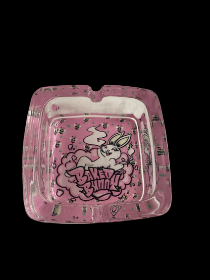 Baked bunny  art square Glass Ashtray 90mm