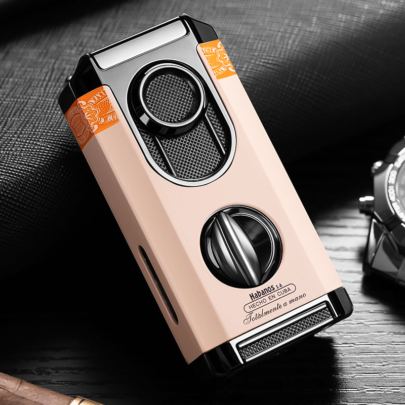 Cigar Lighter Windproof Three-In-One V Shear Multi-Function Zinc Alloy Lighter