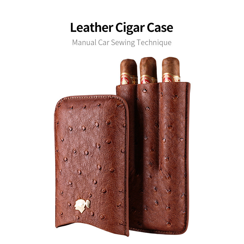 Cow Leather 3 Pack Portable Cigar Case