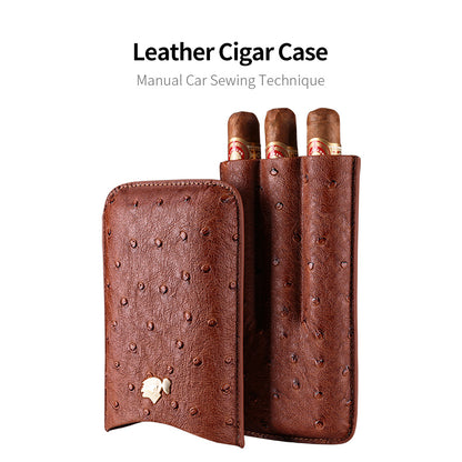 Cow Leather 3 Pack Portable Cigar Case