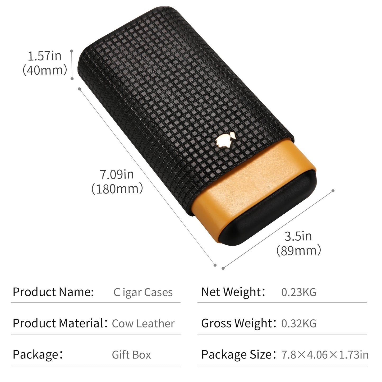 Cohiba - Portable 3 Cigar Holder Black & Mustard-Yellow