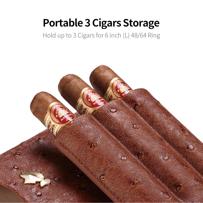 Cow Leather 3 Pack Portable Cigar Case