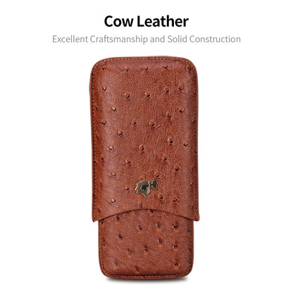 Cow Leather 3 Pack Portable Cigar Case