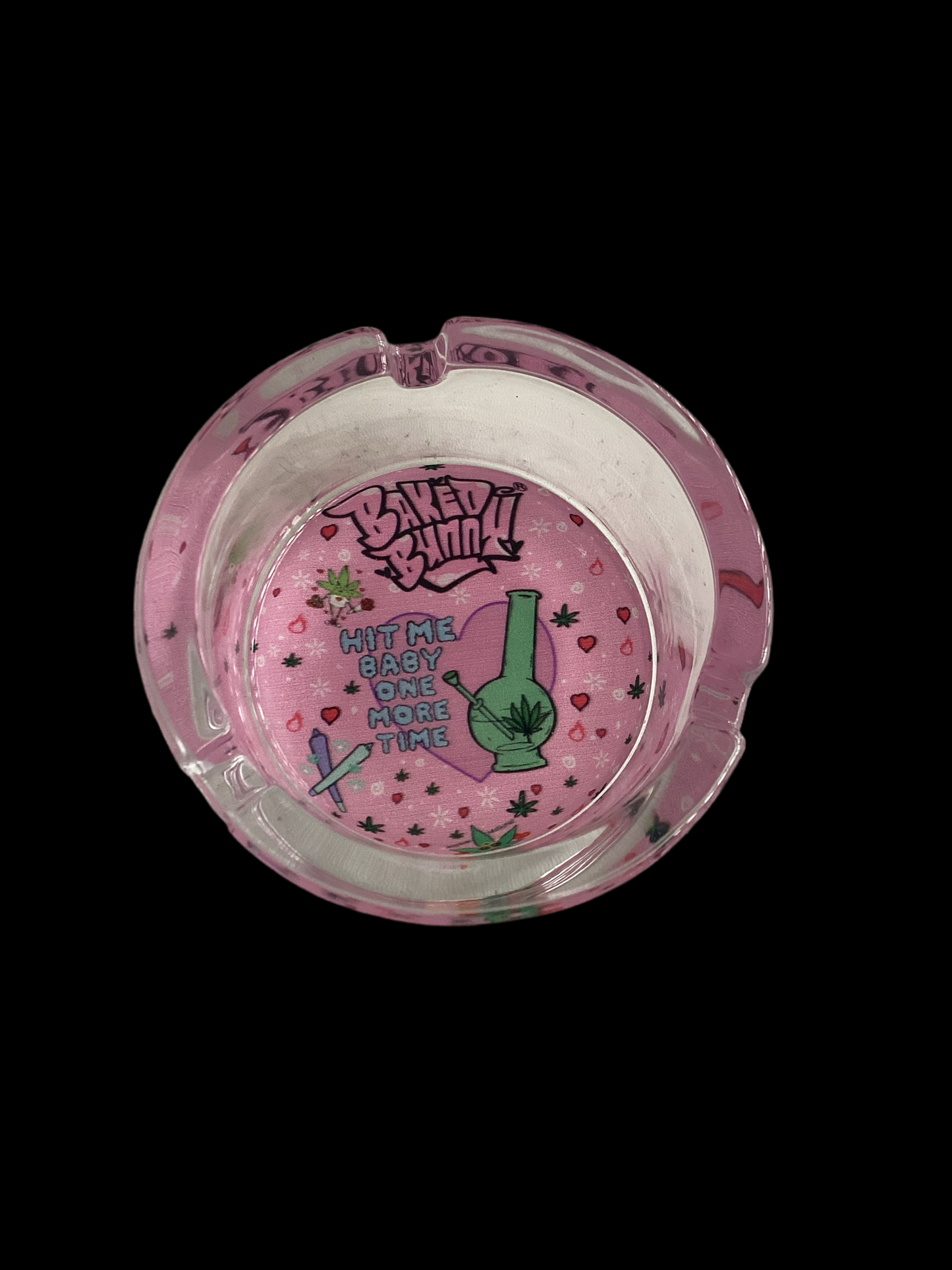 Baked bunny  art round Glass Ashtray 85mm