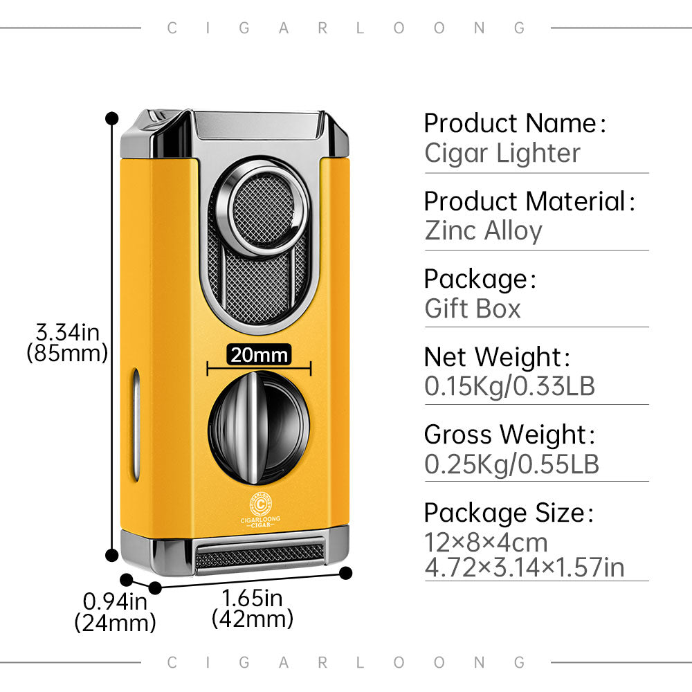 Cigar Lighter Windproof Three-In-One V Shear Multi-Function Zinc Alloy Lighter