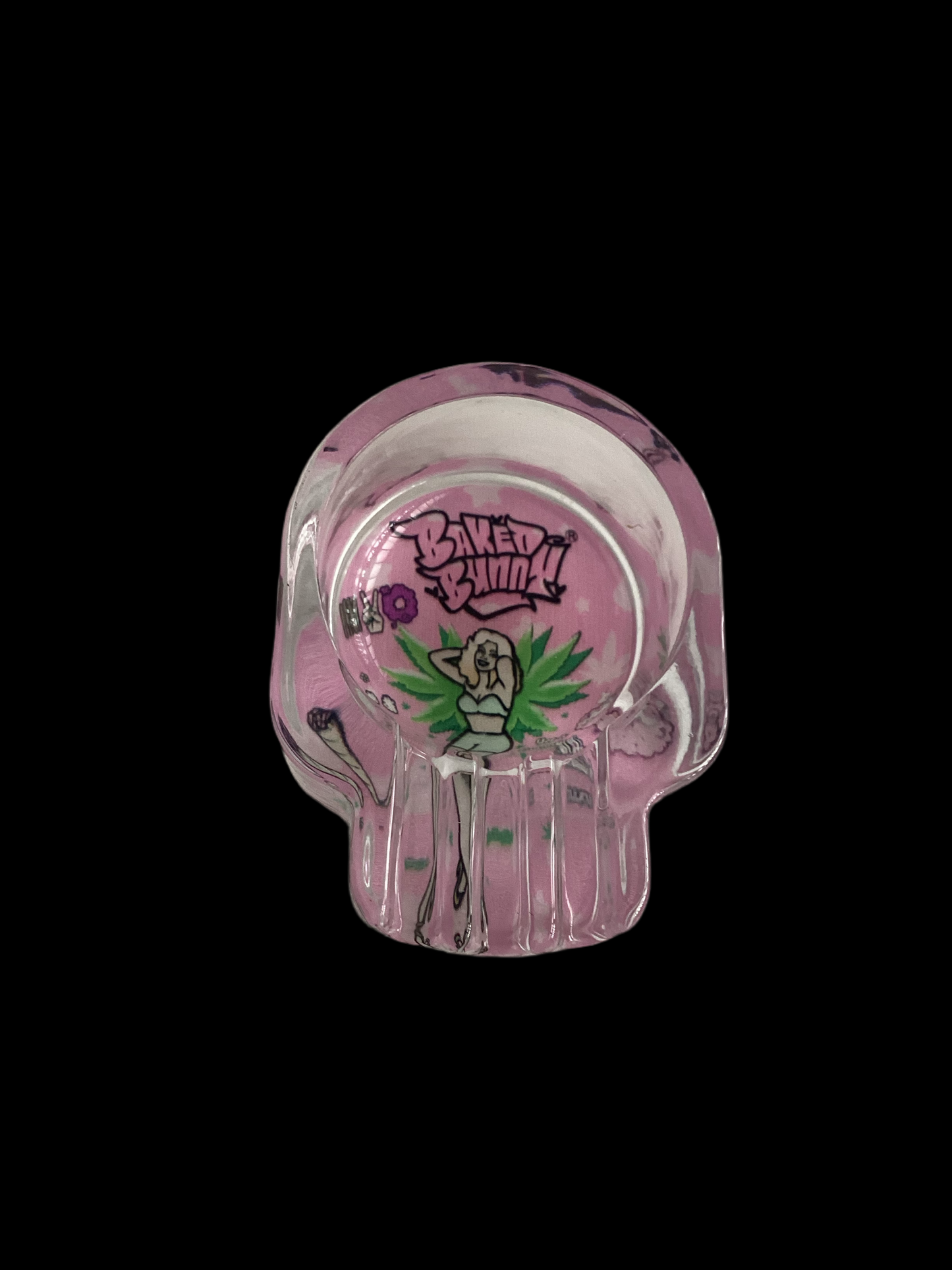 Baked bunny skull Art Glass Ashtray 95mm