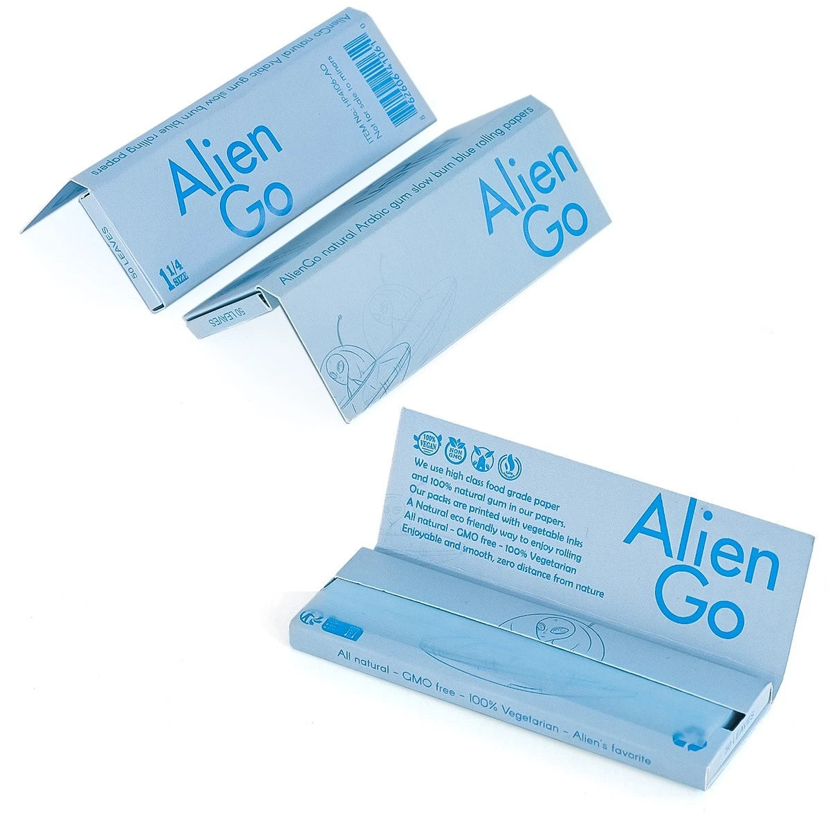 Alien Go 1 1/4 Size Blue Rolling Papers