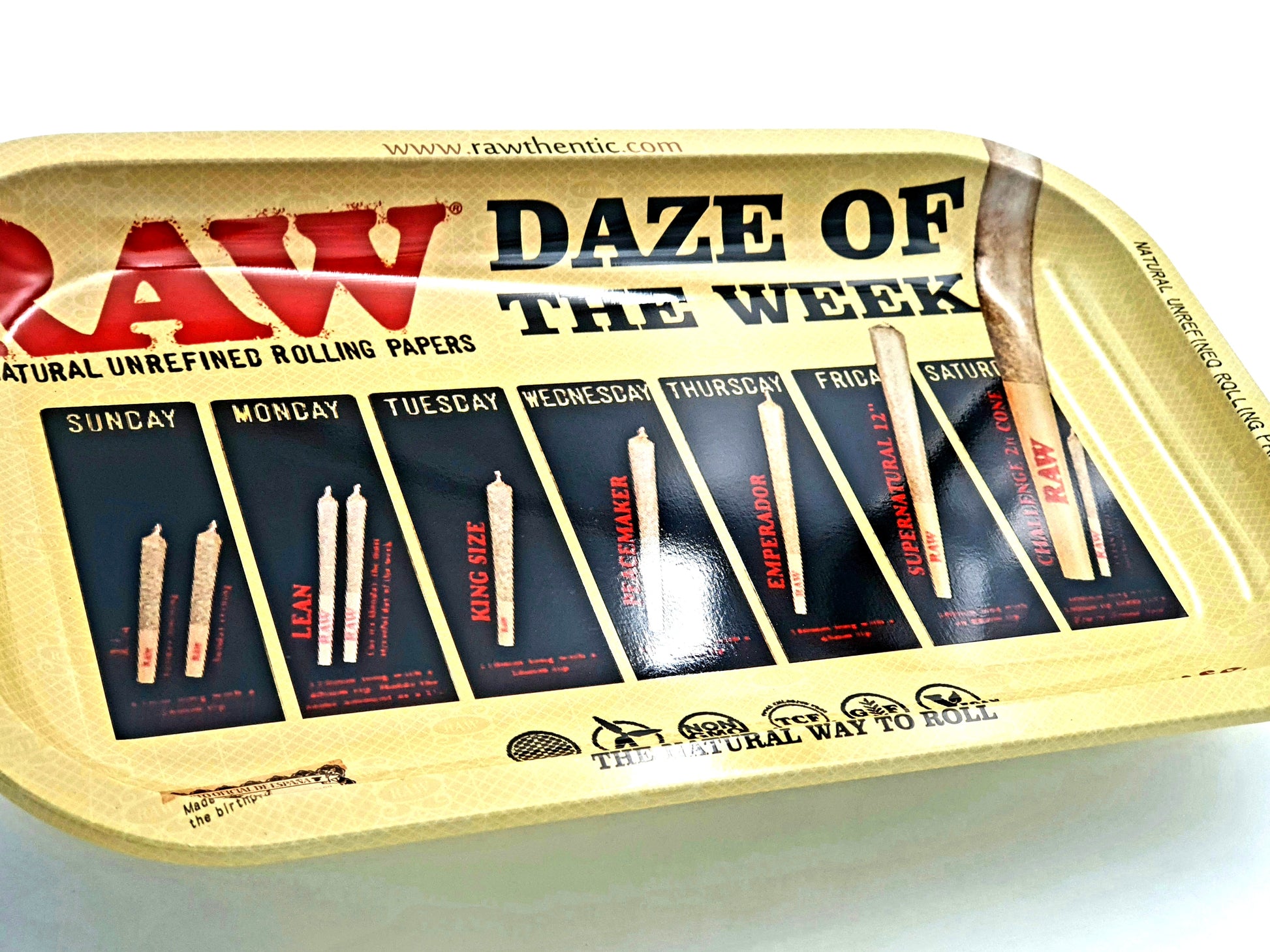 RAW Daze of The Week Glossy Rolling Tray - Large - Bittchaser Smoke Shop